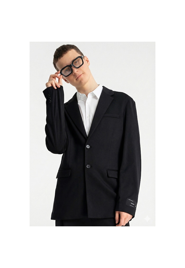 Sacou uni regular fit cu nasturi