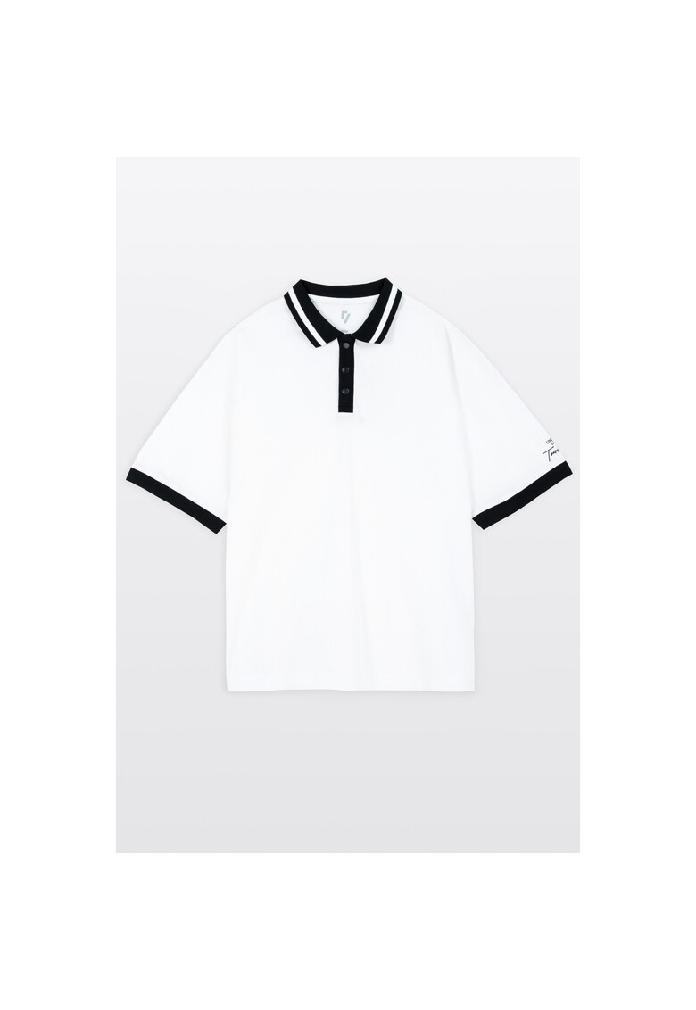 Tricou polo lejer cu tiv contrastant