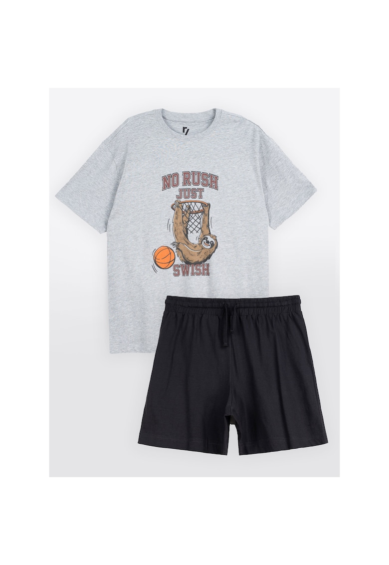 Pijama scurta cu imprimeu grafic