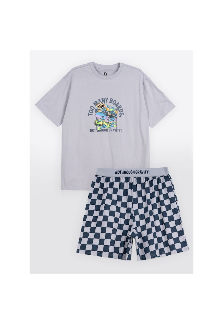 Pijama cu pantaloni scurti in carouri