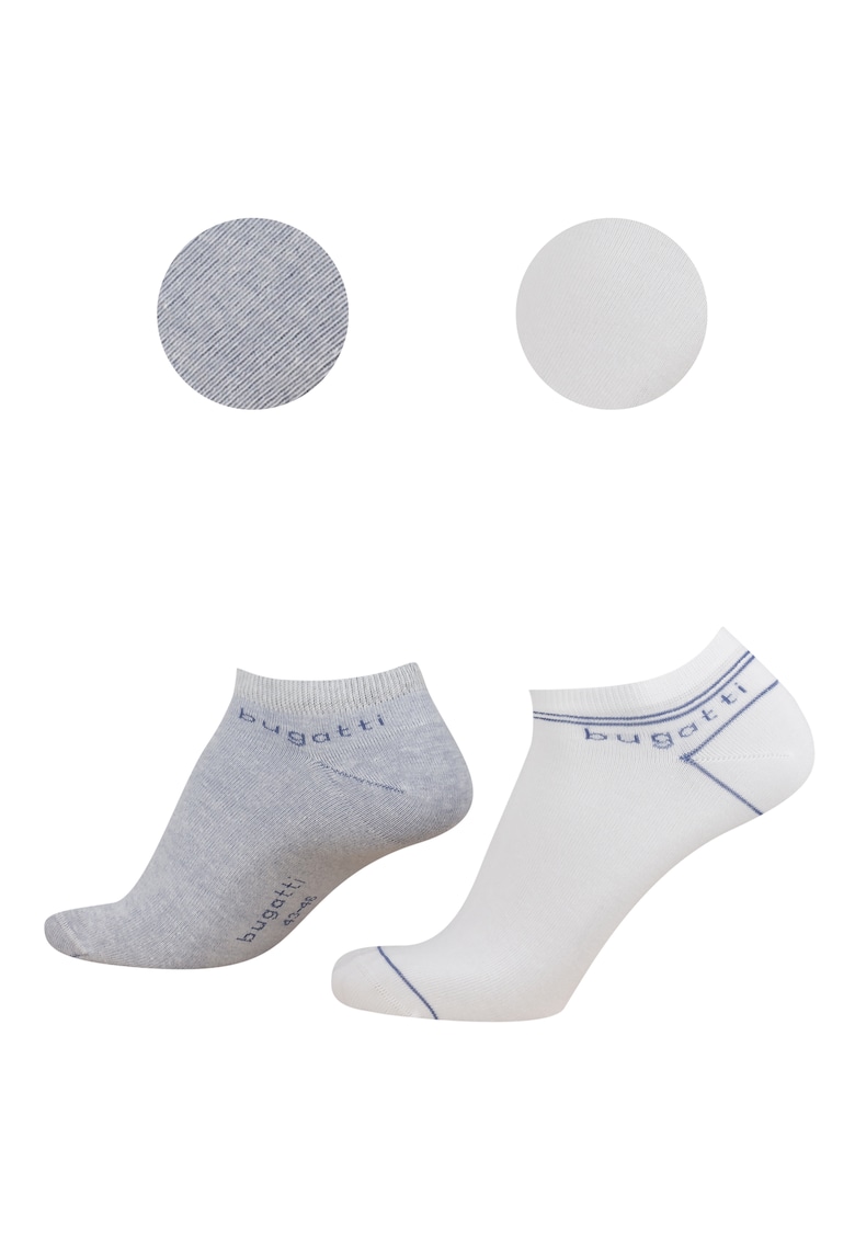 Sosete Scurte Barbati Set 2 Perechi Alb / Albastru din Bumbac - 61131 - Alb/Albastru