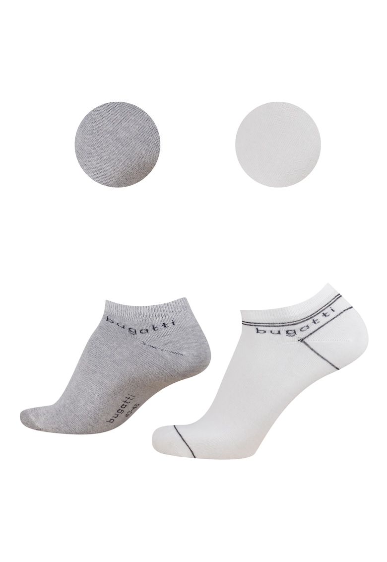 Sosete Scurte Barbati Set 2 Perechi Alb / Albastru din Bumbac - 61131 - Alb/Gri