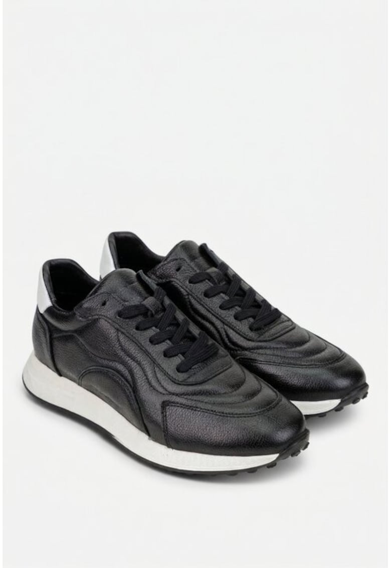 Pantofi barbati NUR din piele neagra cu alb