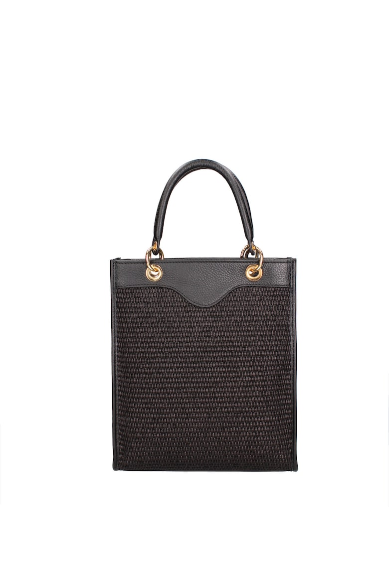 Geanta din material textil cu bareta din piele pentru umar - Negru