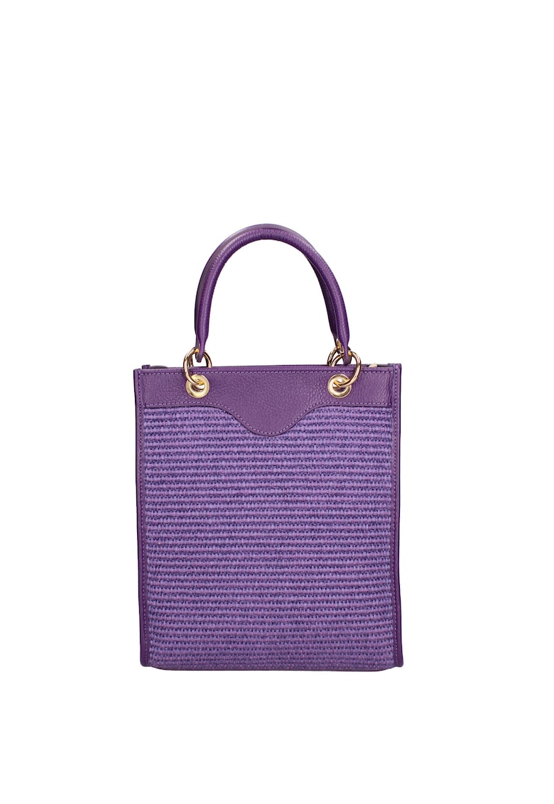 Geanta din material textil cu bareta din piele pentru umar - Lila