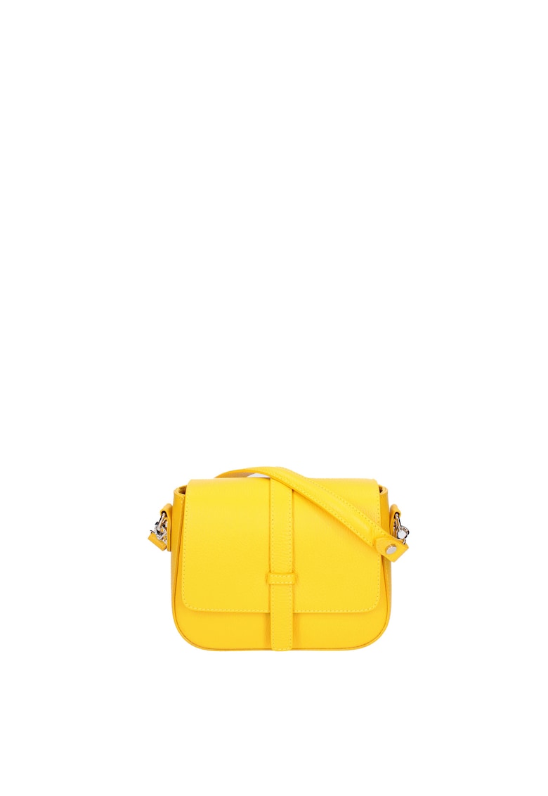 Geanta crossbody din piele cu clapa - Galben