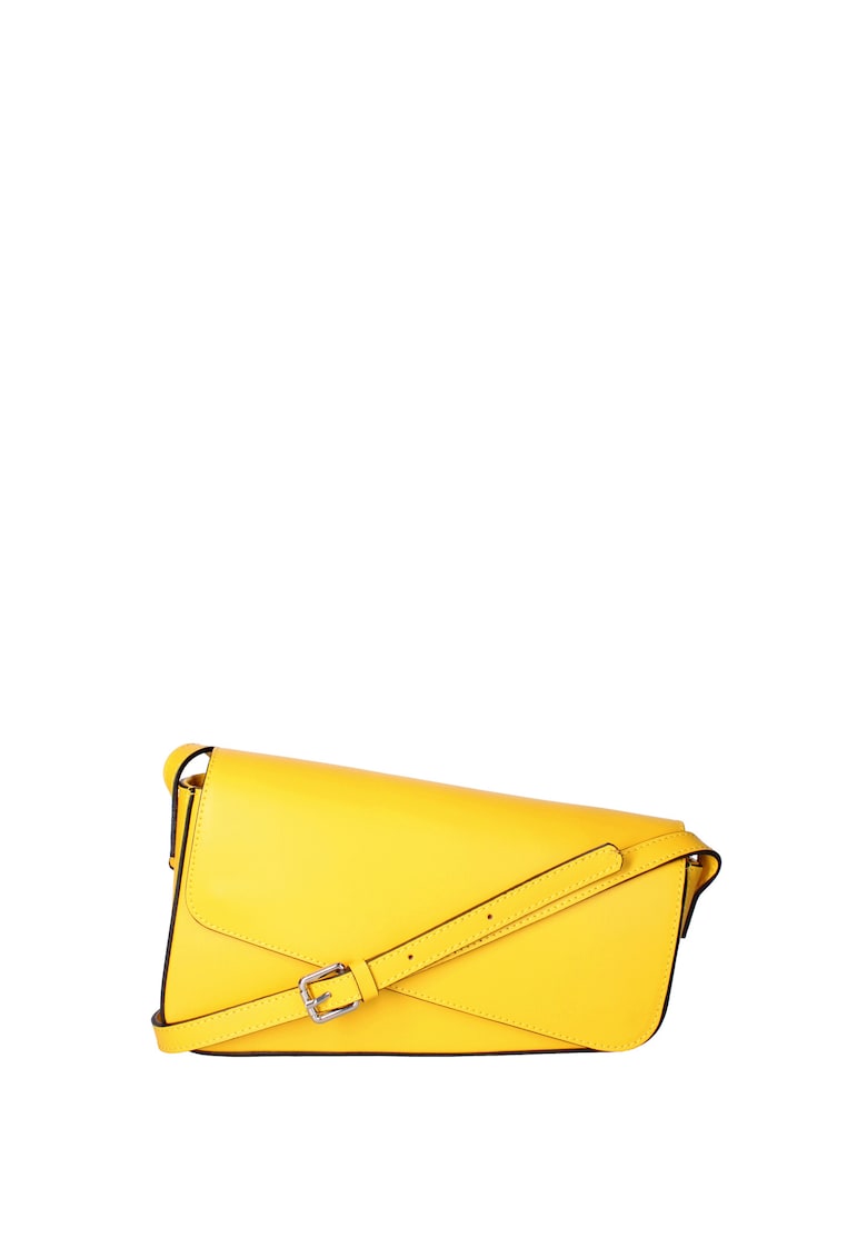 Geanta crossbody din piele cu clapa - Galben