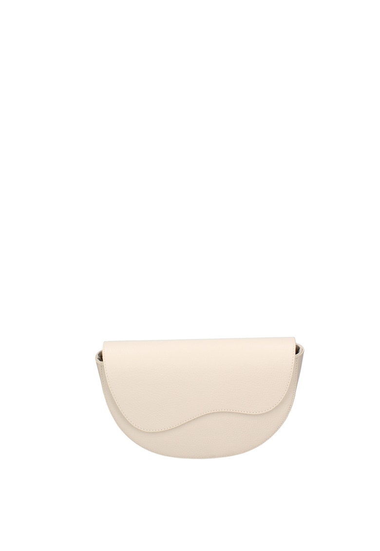 Geanta crossbody din piele cu clapa si bareta detasabila - Bej