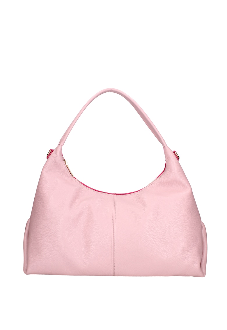 Geanta hobo de piele granulata - Roz pastel
