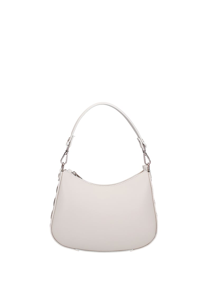 Geanta de piele cu bareta si nituri - Gri deschis