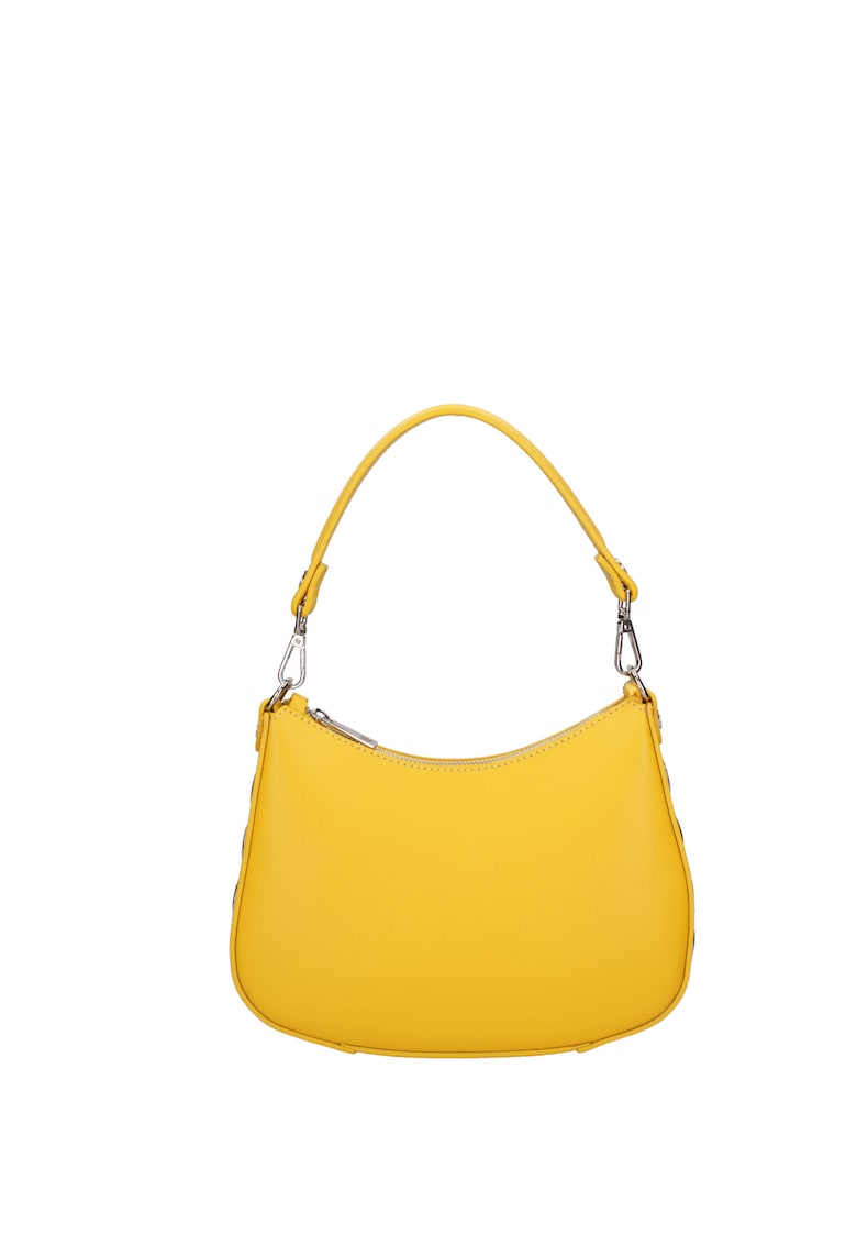 Geanta de piele cu bareta si nituri - Galben