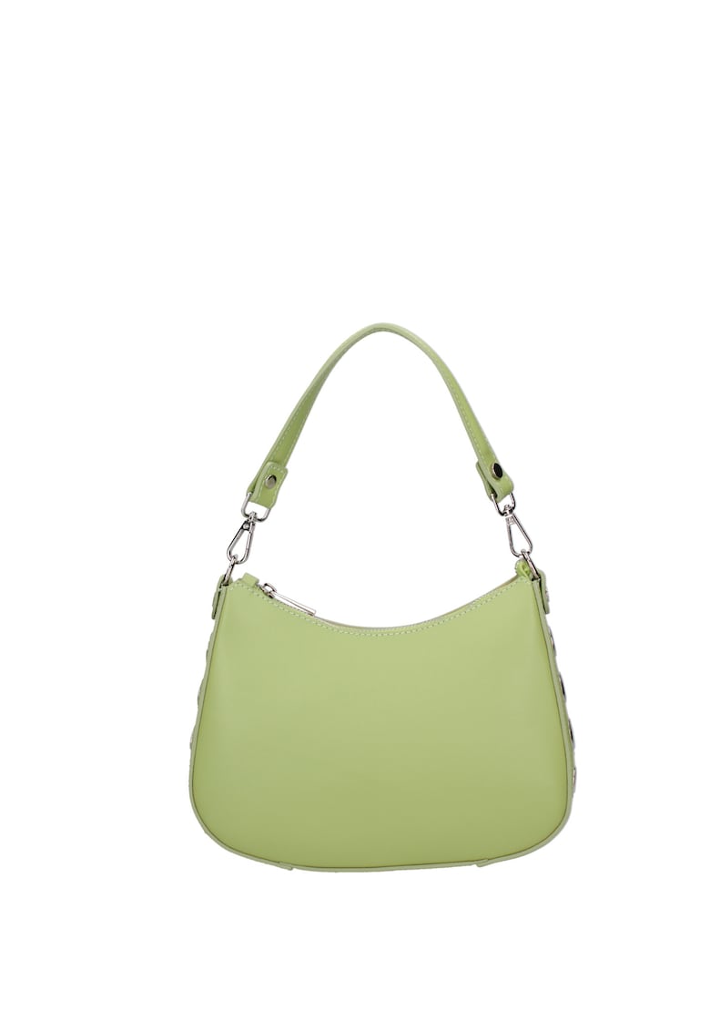 Geanta de piele cu bareta si nituri - Verde deschis