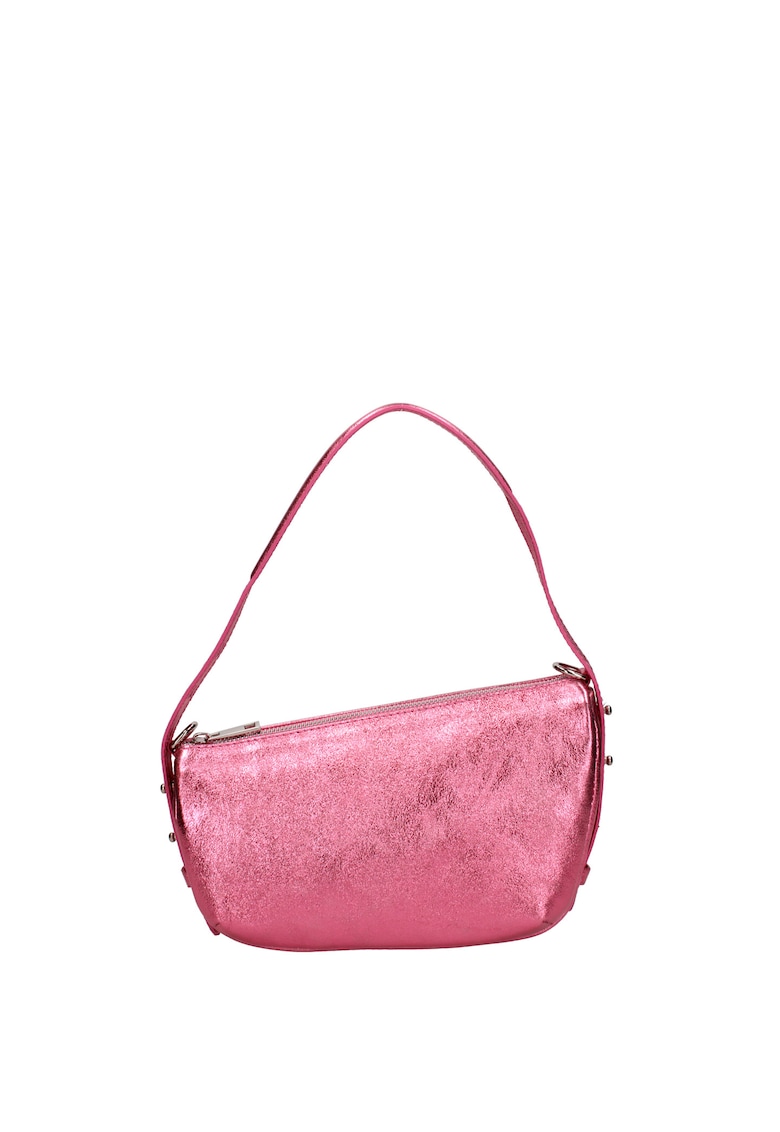 Geanta de piele cu bareta detasabila - Fucsia