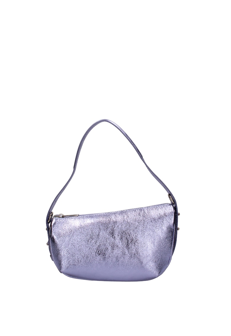 Geanta de piele cu bareta detasabila - Violet prafuit