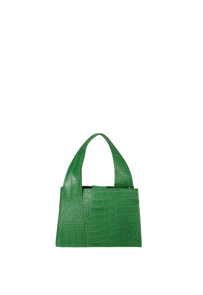 Geanta de piele cu maner si model reptila - Verde