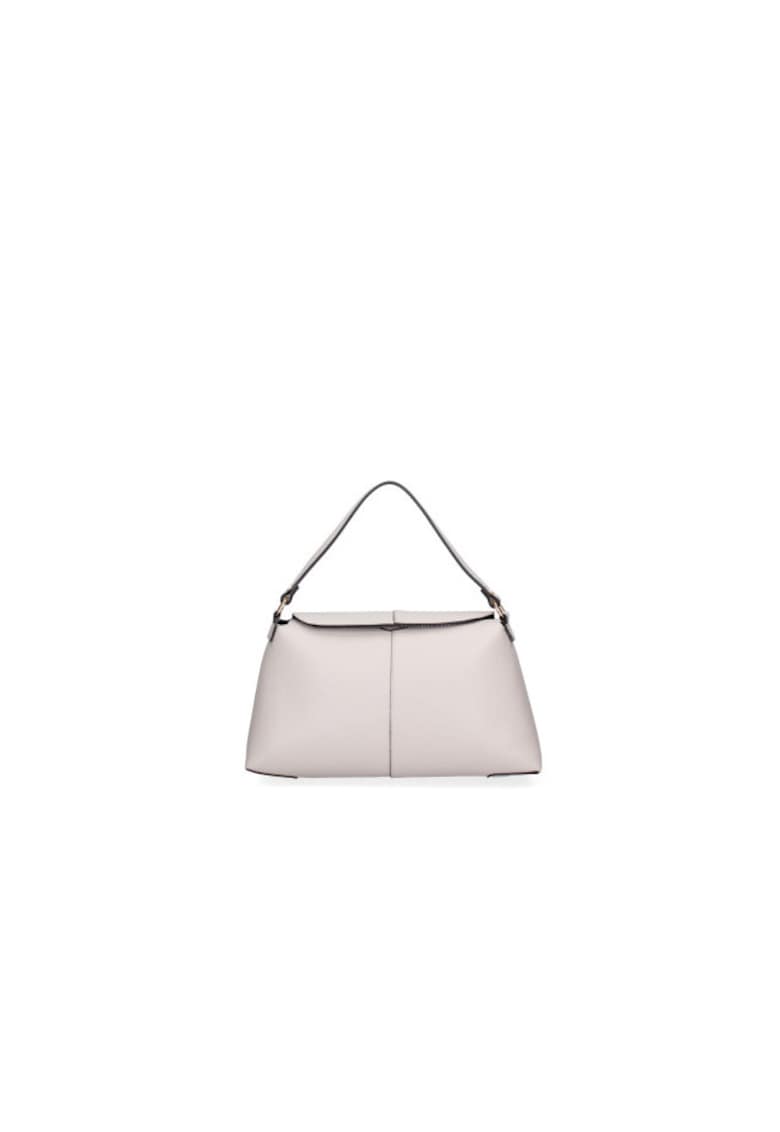 Geanta de piele cu maner si bareta detasabila - Gri deschis