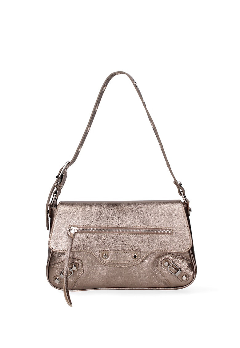 Geanta de piele cu bareta de umar - Bronz