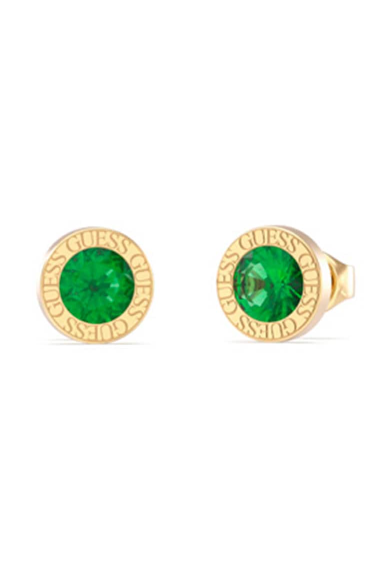 Cercei cu tija decorati cu zirconia - Verde/Auriu
