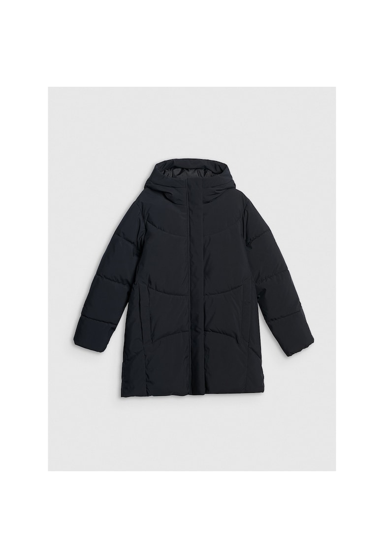 Geaca de puf neagra - XXL - hidrofoba - cu gluga reglabila