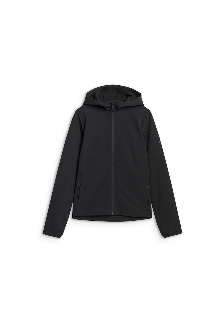 Jacheta softshell pentru femei - rezistenta la vant - gluga reglabila - negru -