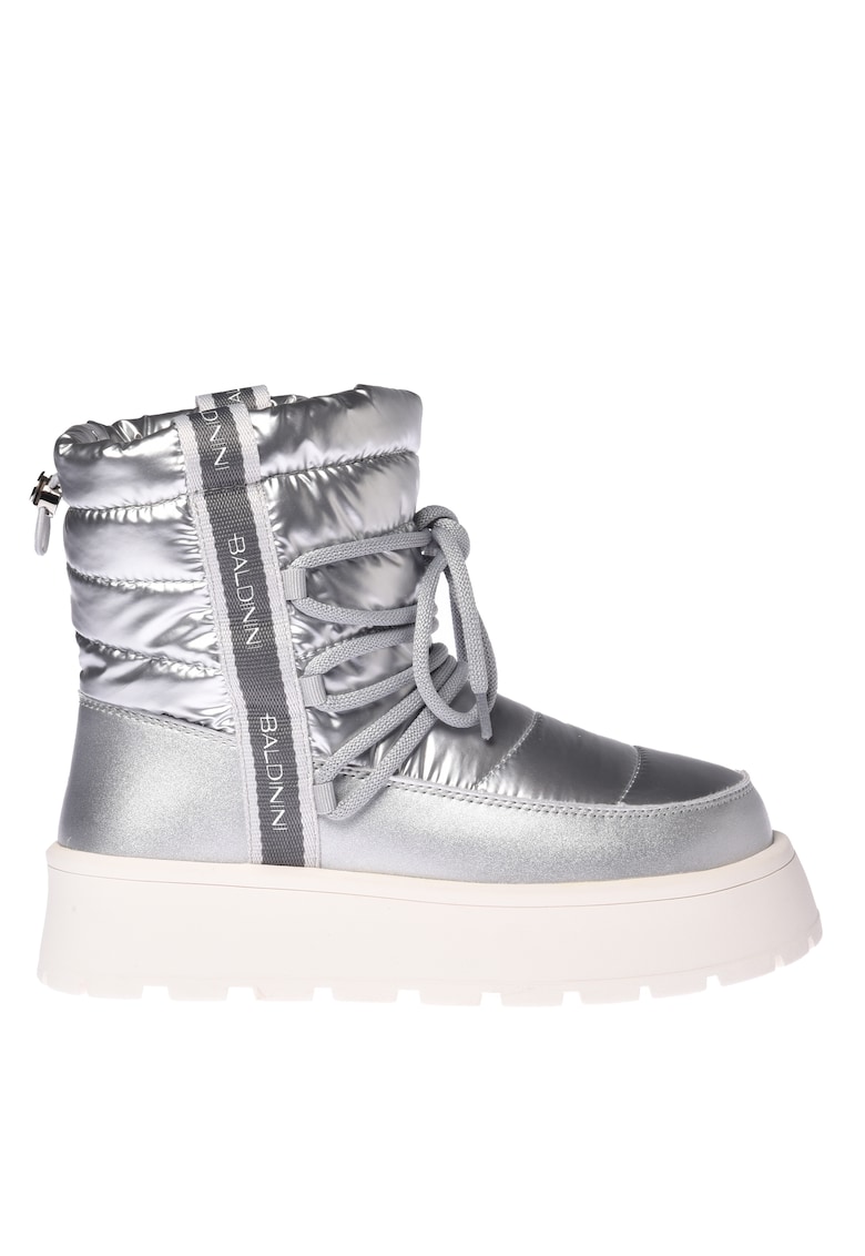 Ghete flatform slip-on cu garnituri de piele - Argintiu