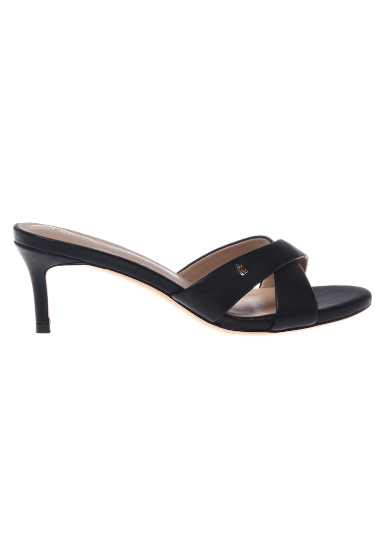 Papuci de piele intoarsa cu toc kitten - Negru