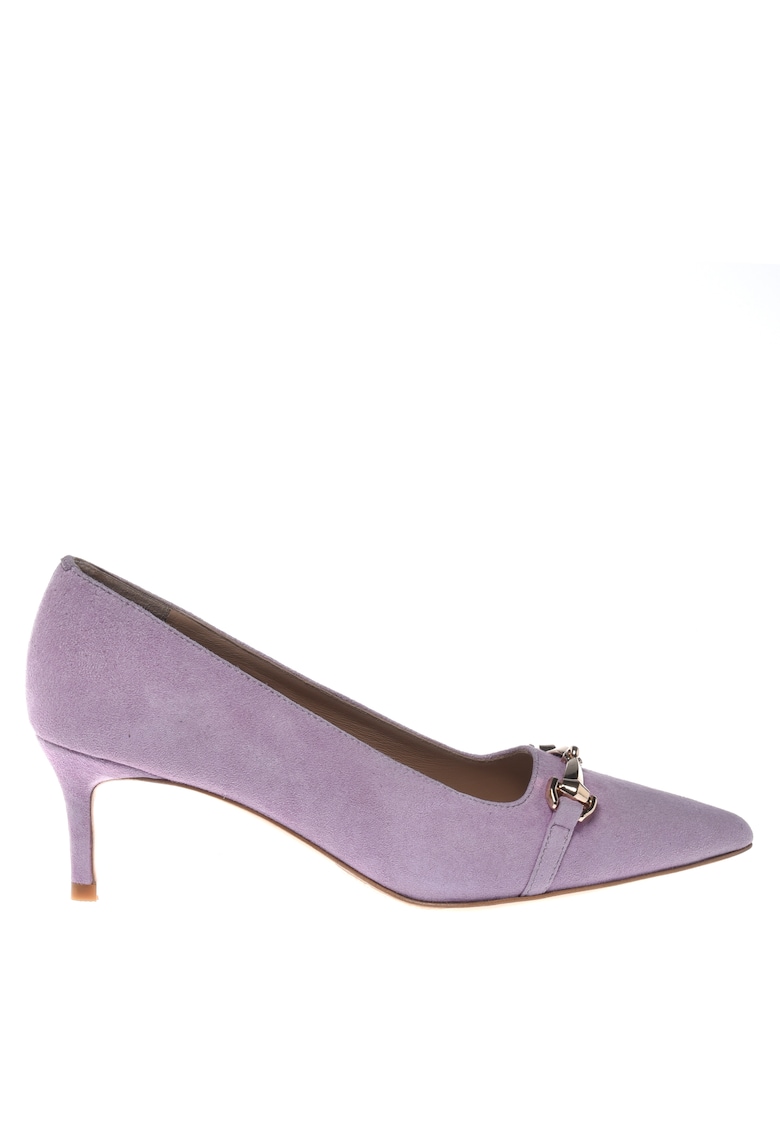 Pantofi de piele intoarsa cu detaliu metalic - Lila