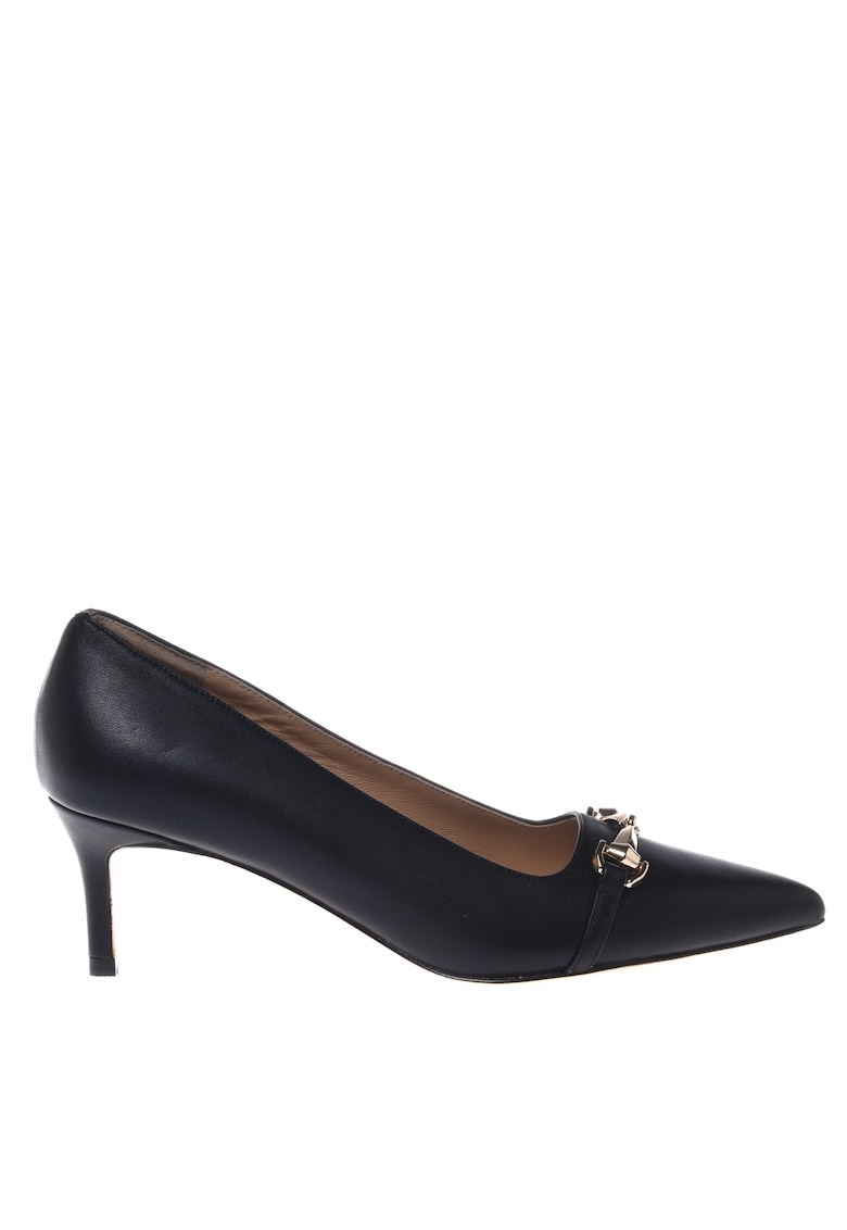 Pantofi de piele cu detaliu metalic - Negru