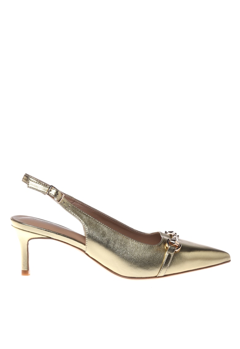 Pantofi slingback de piele - Auriu platinat