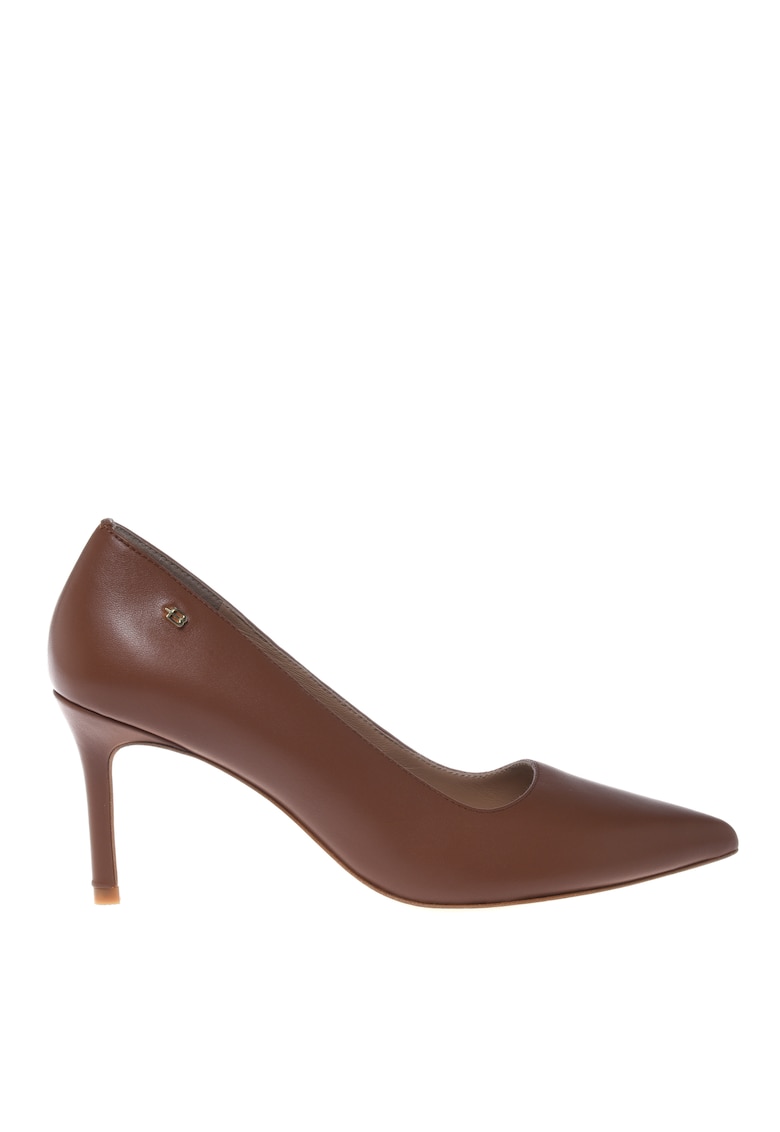 Pantofi de piele cu varf ascutit - Maro