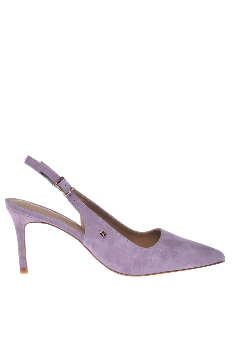 Pantofi slingback de piele intoarsa cu varf ascutit - Lila