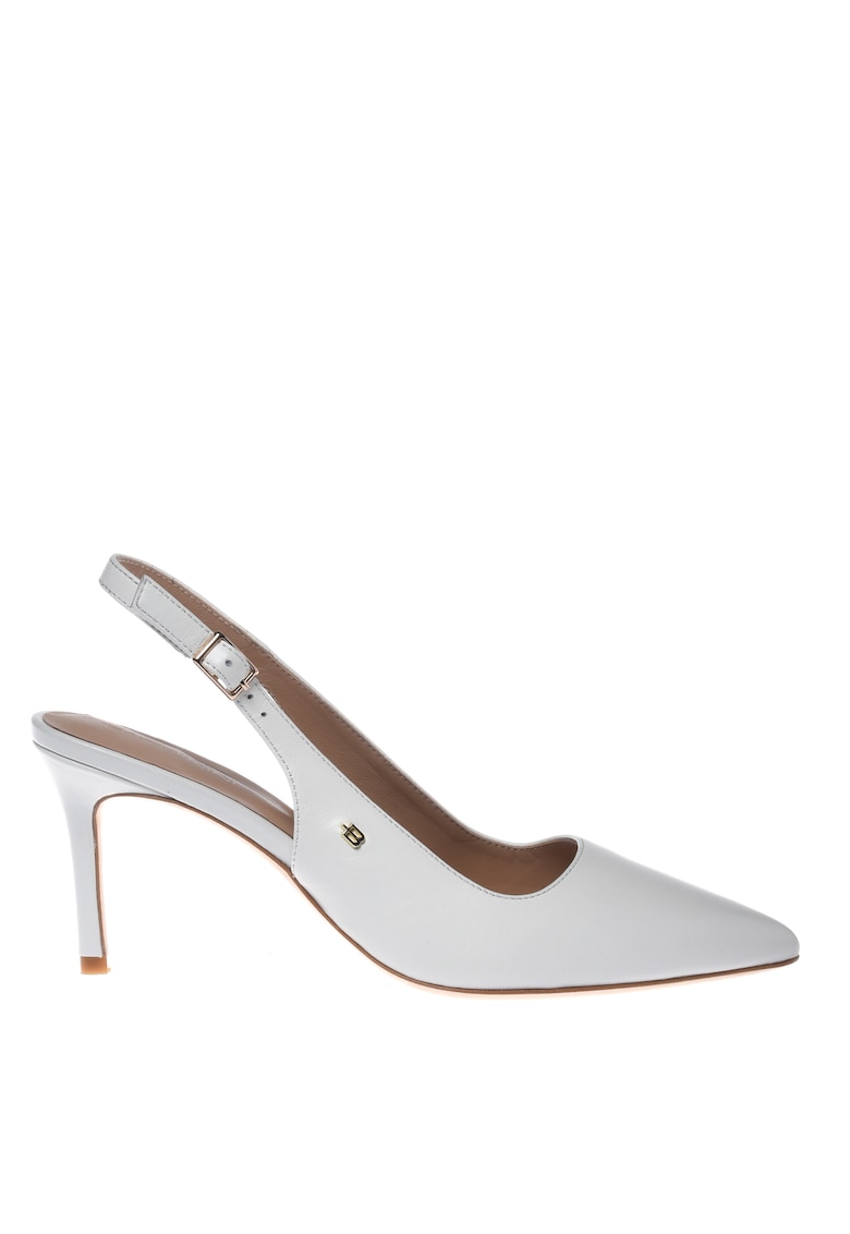 Pantofi slingback de piele cu varf ascutit - Alb