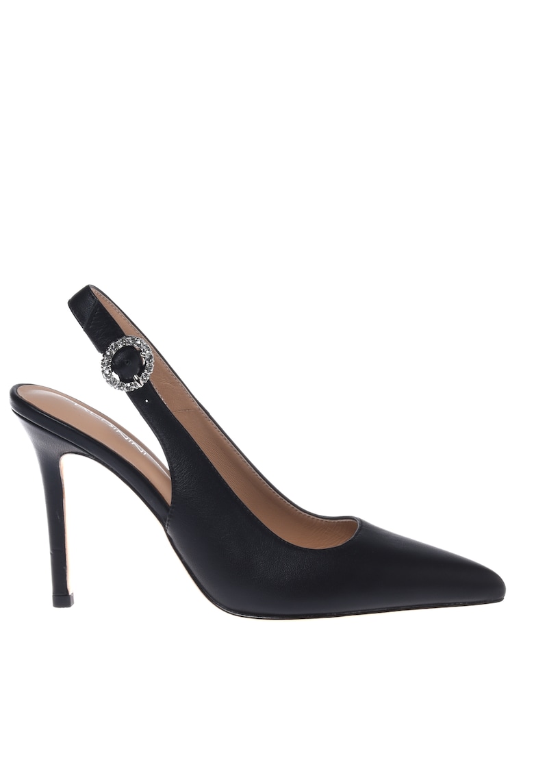 Pantofi slingback de piele cu varf ascutit - Negru