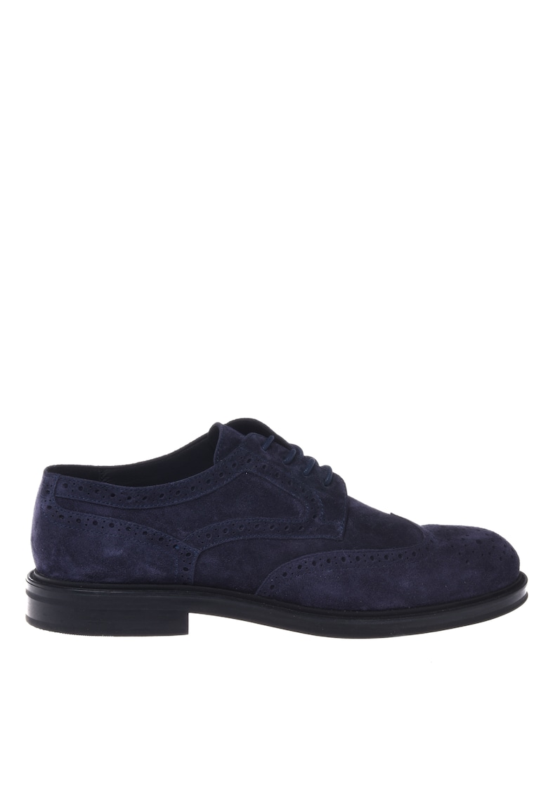 Pantofi Brogue de piele intoarsa - Albastru indigo