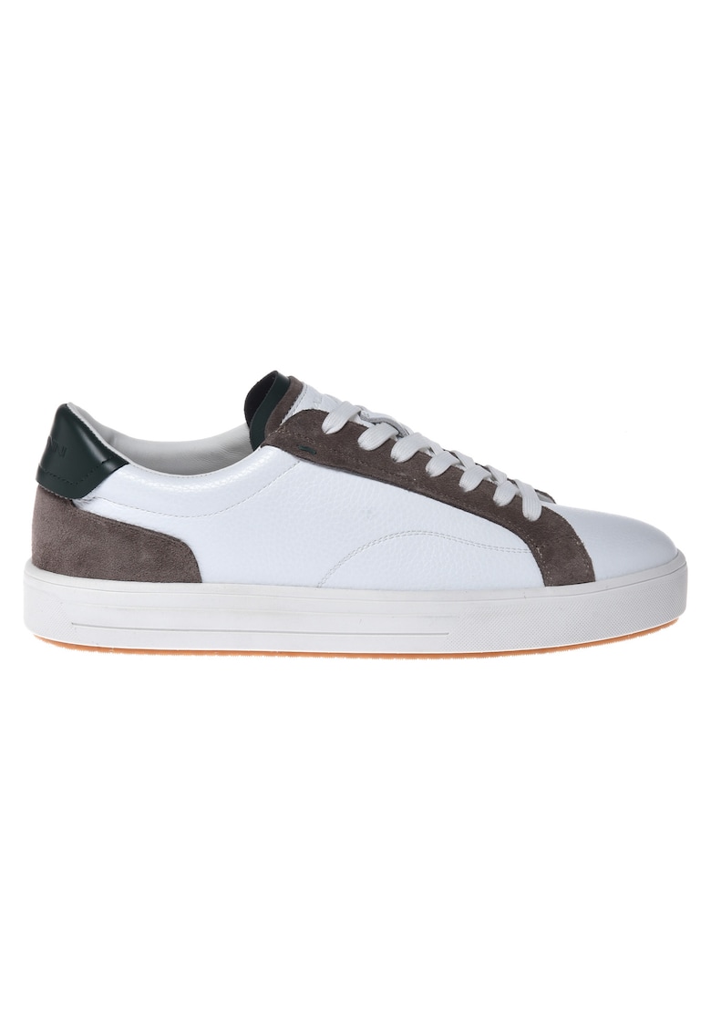 Pantofi sport de piele cu insertii de piele intoarsa - Alb