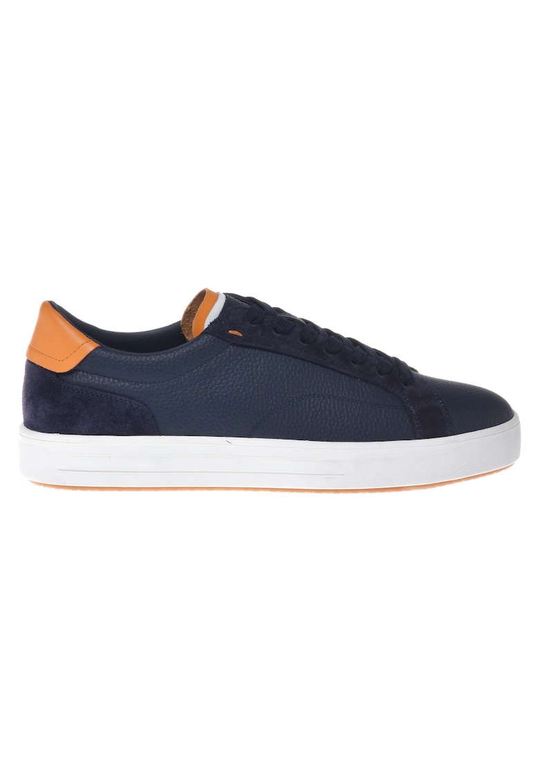 Pantofi sport de piele cu insertii de piele intoarsa - Albastru