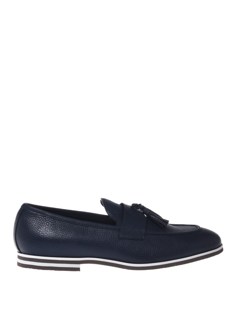 Pantofi loafer de piele cu canafi - Albastru indigo