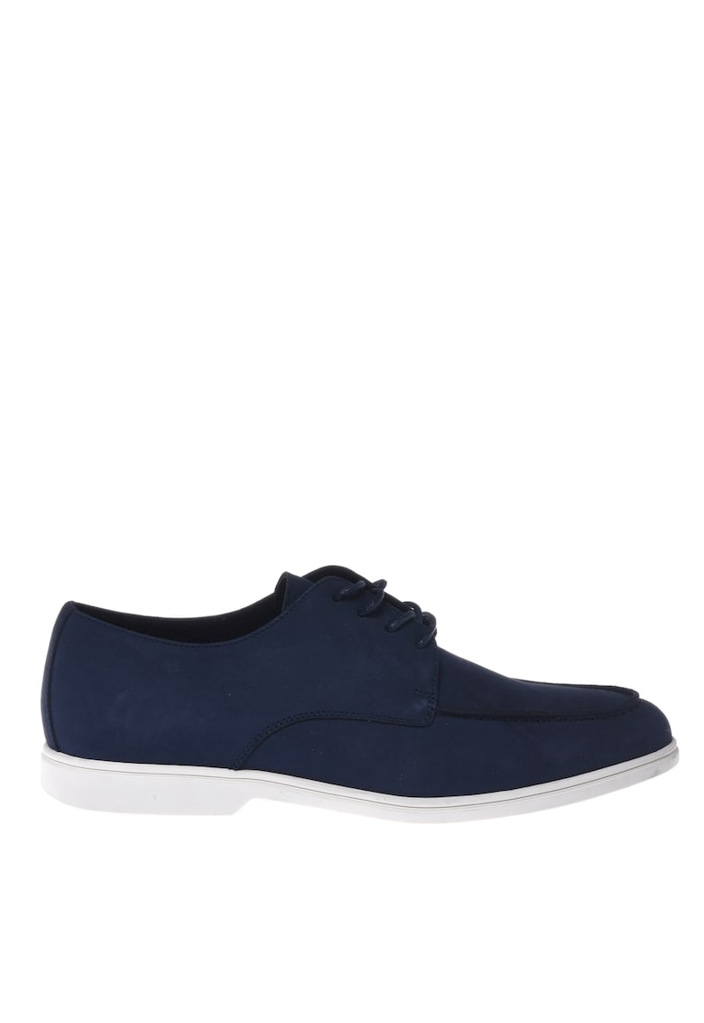 Pantofi Derby de piele nabuc - Bleumarin