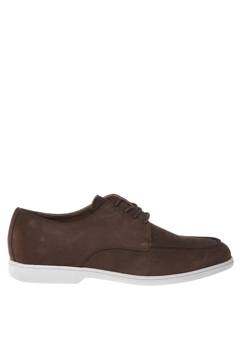 Pantofi Derby de piele nabuc - Maro inchis