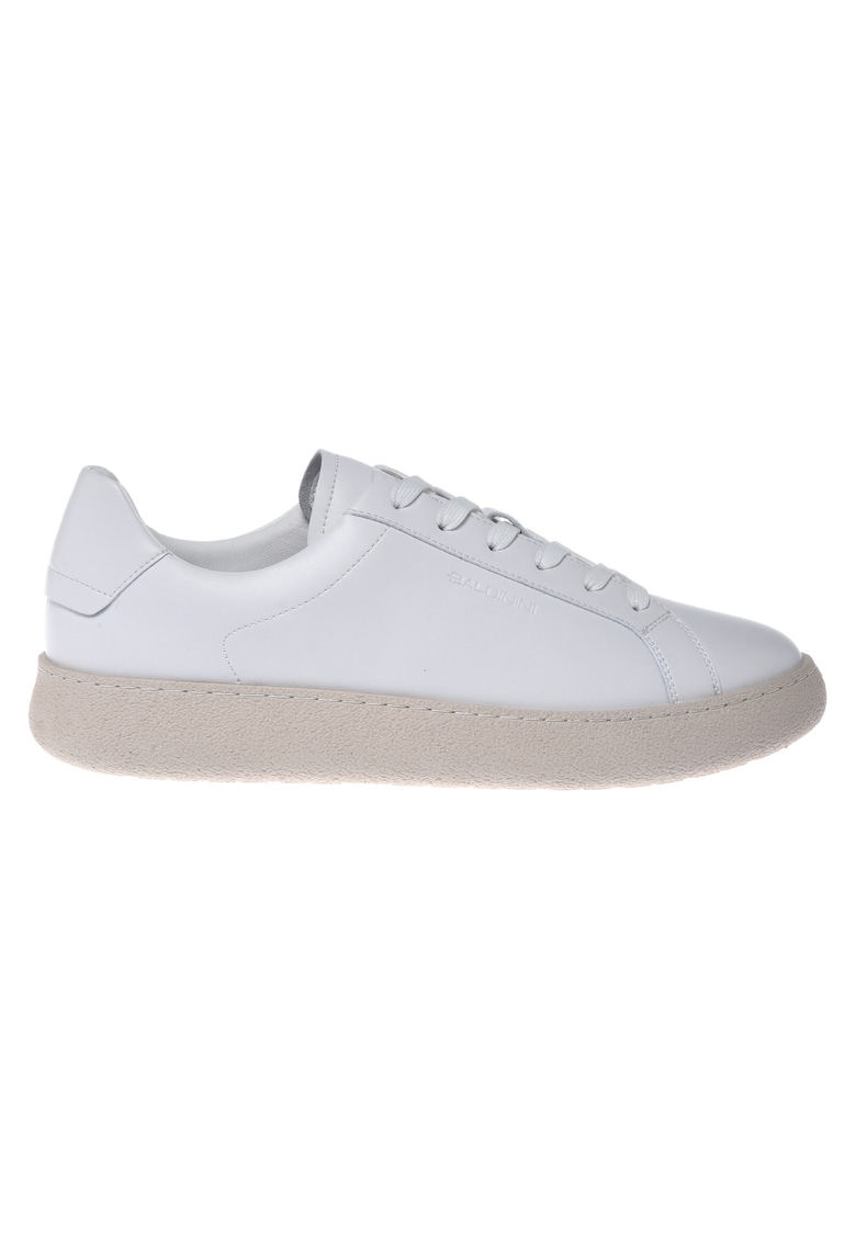 Pantofi sport de piele cu varf rotund - Alb