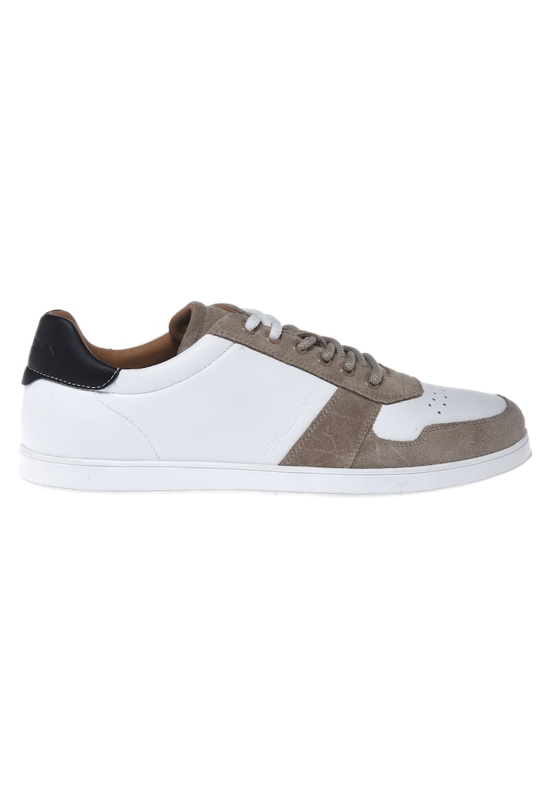 Pantofi sport de piele intoarsa si piele - Alb/Bej