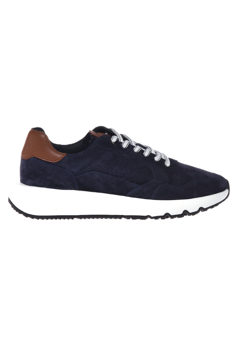 Pantofi sport wedge de piele intoarsa - Bleumarin