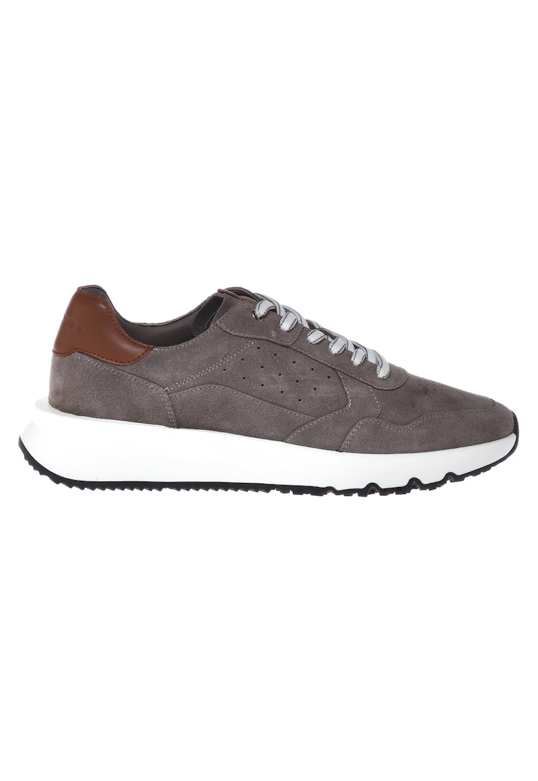 Pantofi sport wedge de piele intoarsa - Maro taupe