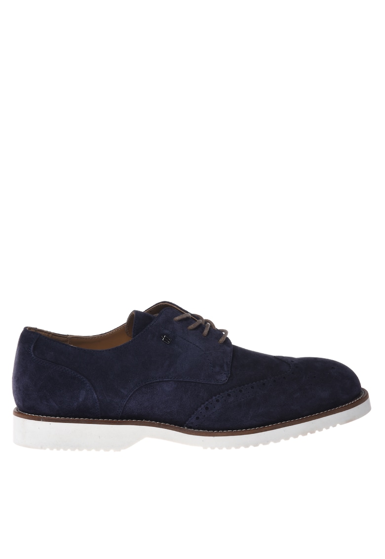 Pantofi de piele intoarsa cu siret - Albastru indigo