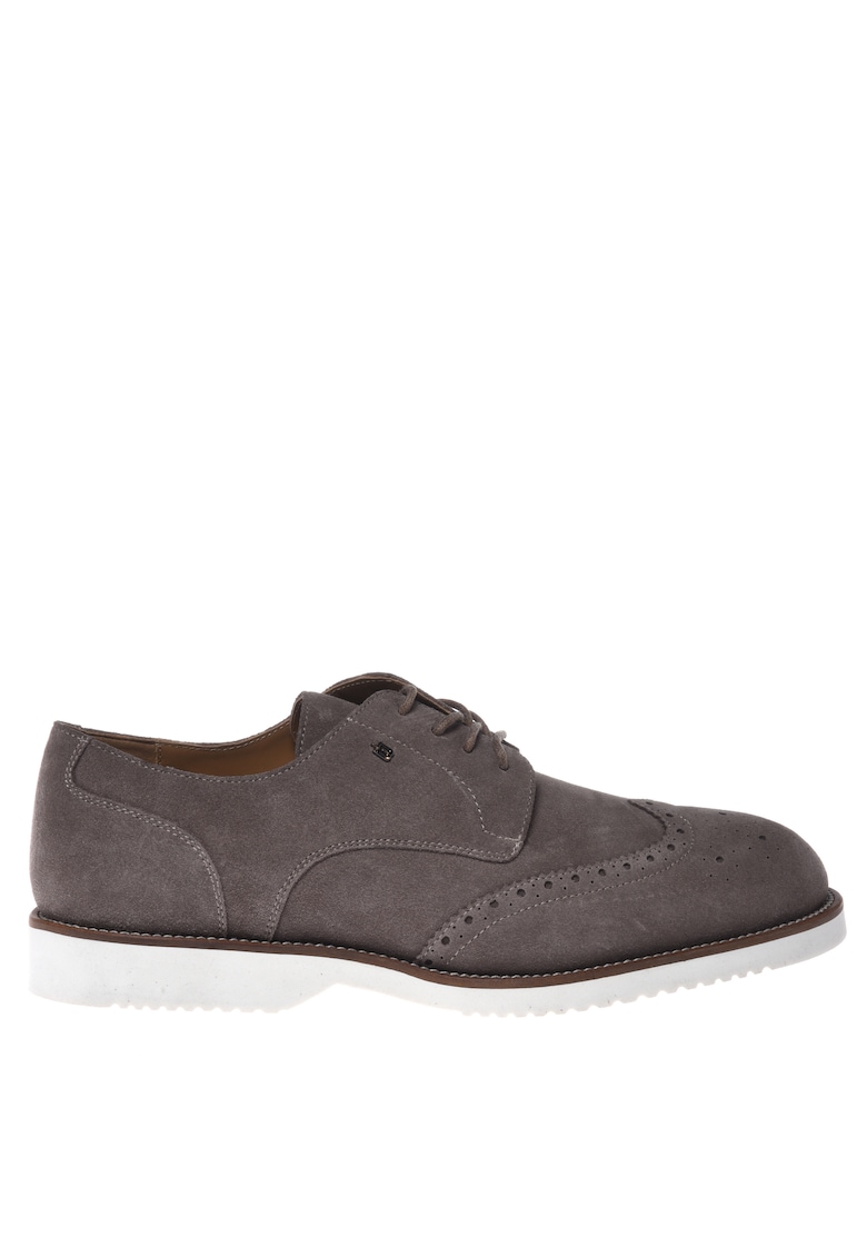 Pantofi de piele intoarsa cu siret - Maro taupe