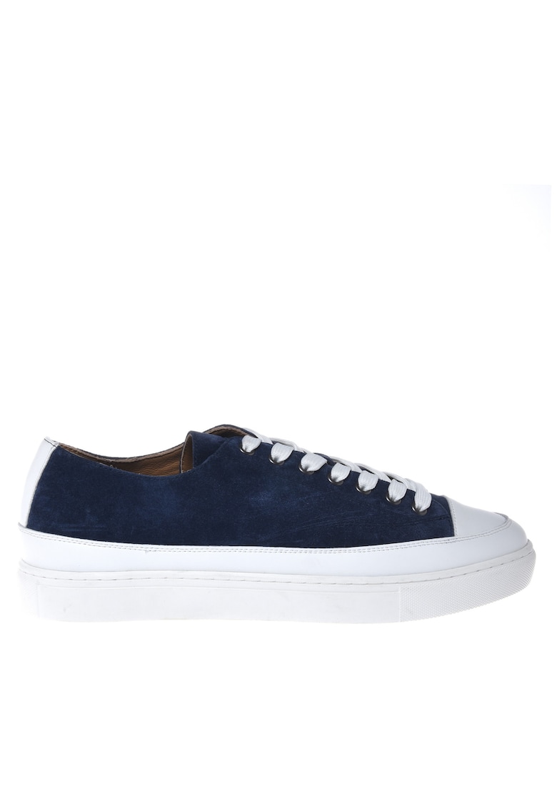 Tenisi low-cut de piele intoarsa - Albastru inchis