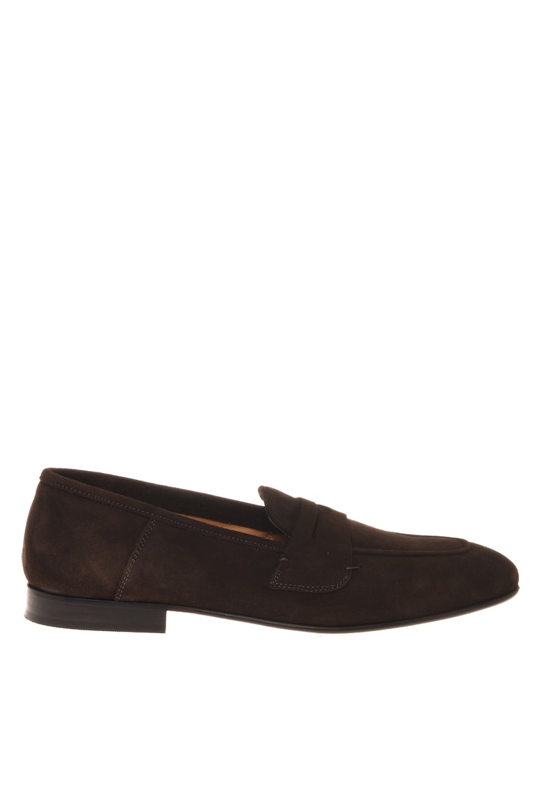 Pantofi loafer de piele intoarsa uni - Maro
