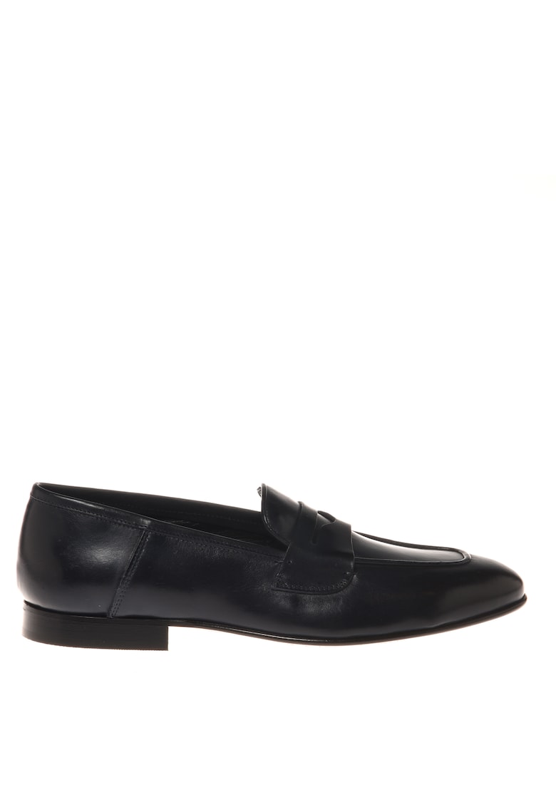 Pantofi loafer din piele cu varf rotund - Albastru ultramarin