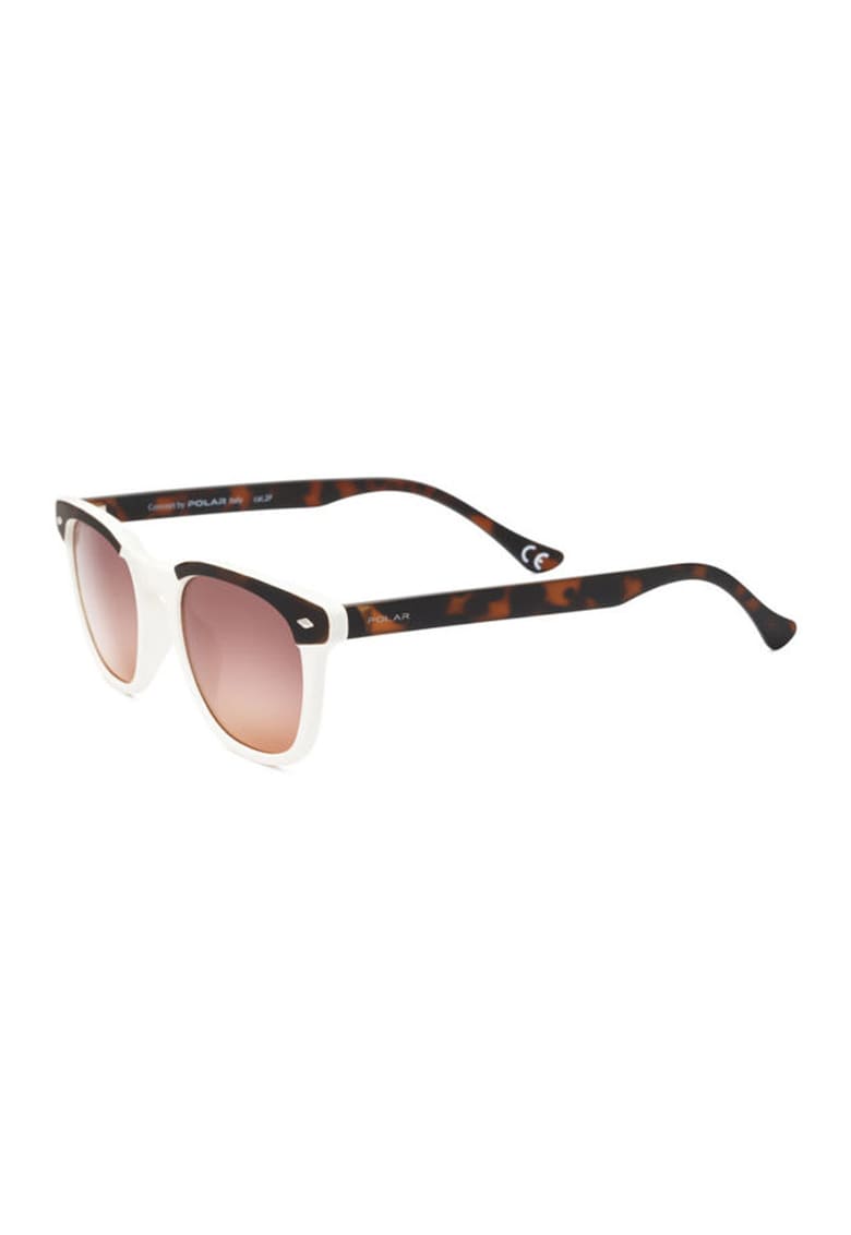 Ochelari de soare clubmaster cu lentile polarizate - Alb/Maro