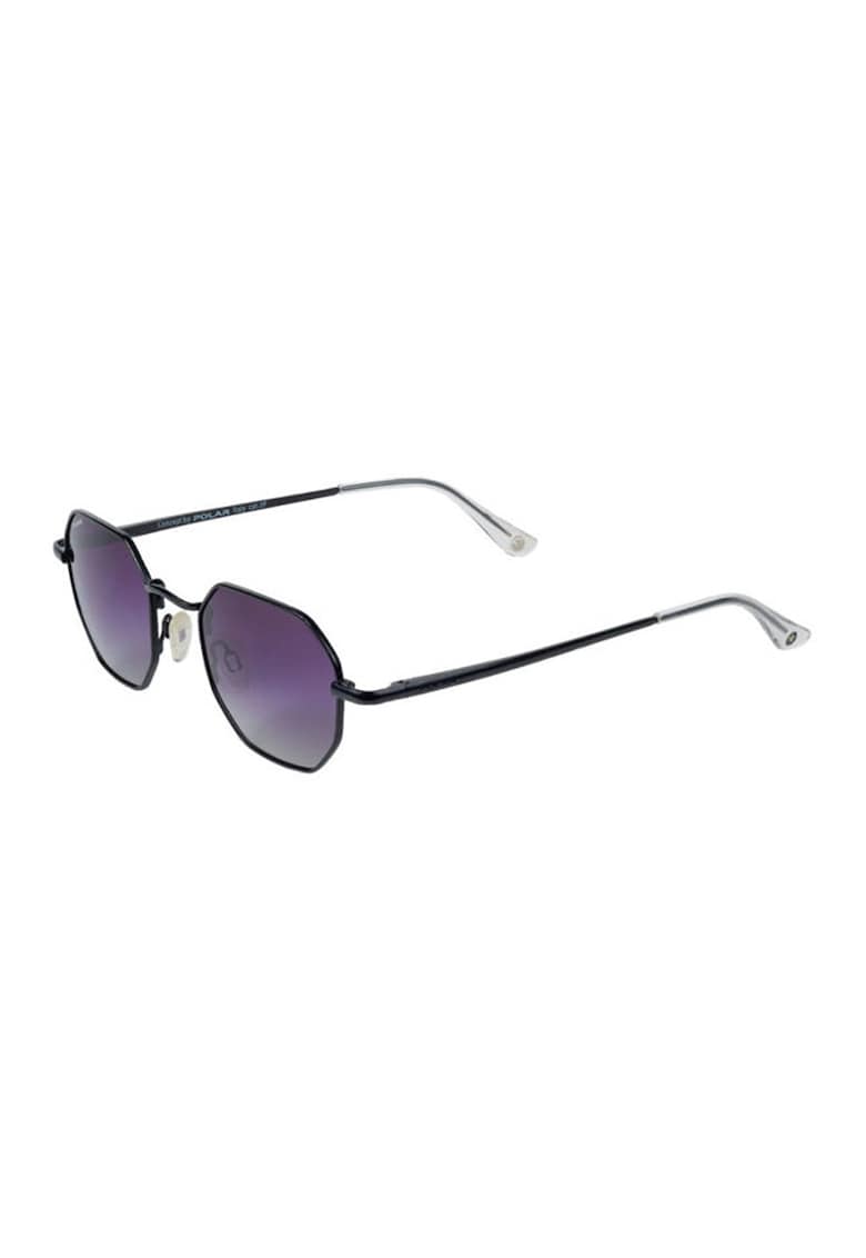 Ochelari de soare hexagonali cu rama metalica - Negru